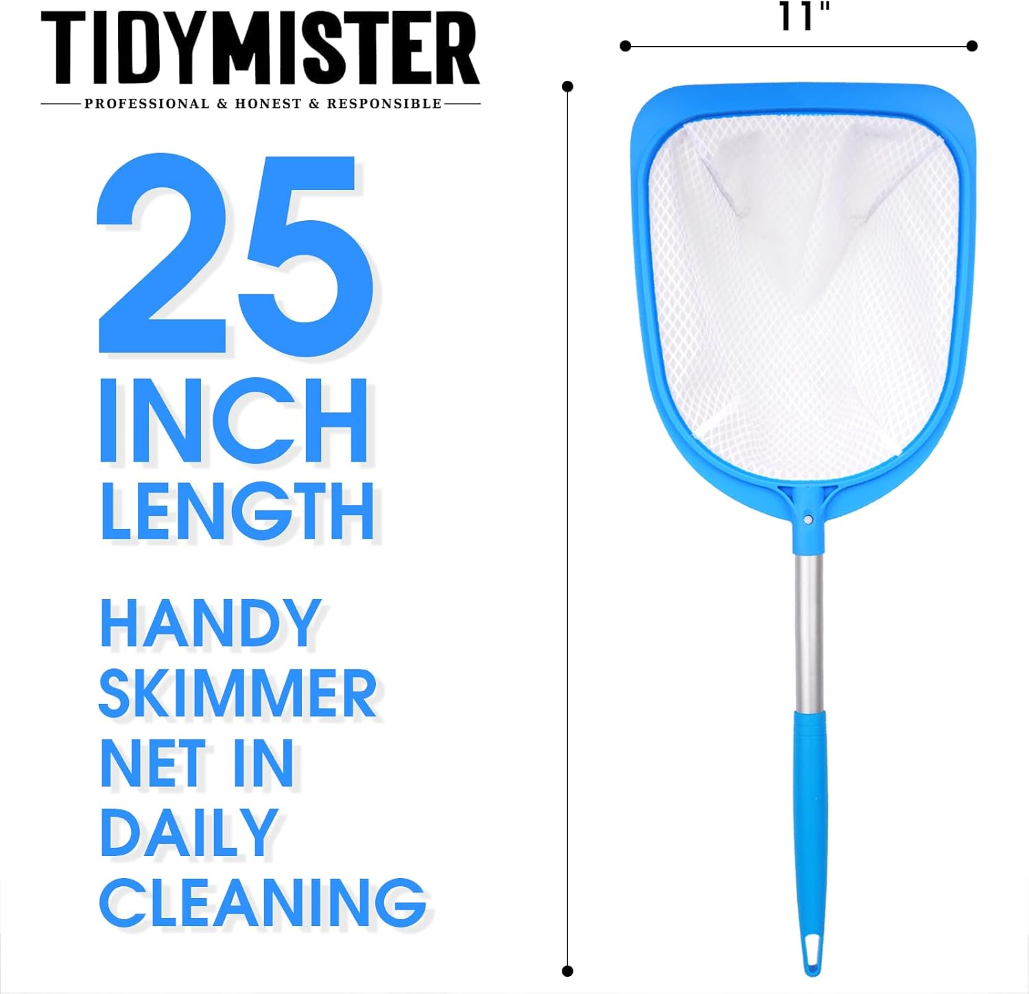 25'' Long Hot Tub Skimmer for Spa, Handy Pool Skimmer Net with Ultra Fine Diamond Netting Mesh for Small Pools