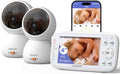 1080P WiFi Baby Monitor with 2 Cameras and Audio，4" IPS Display | 2.4GHz Wifi,Pan-Tilt-Zoom Camera,360° View, HD