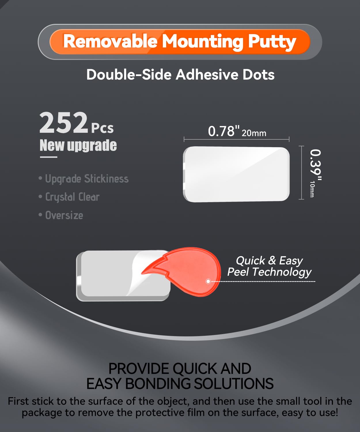Large Mounting Putty No Trace, Museum Double Sided Tape Glue Adhesive Dots Clear Sticky Tack, Non-Toxic Picture