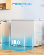 10.0 Cu.Ft Chest Freezer, 7 Level Adjustable Temperature Deep Freezer