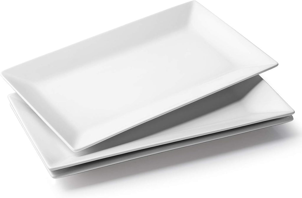 14" Serving Trays, Serving Platters, Ceramic Serving Platters and Trays, Rectangle Plates, Set of 3
