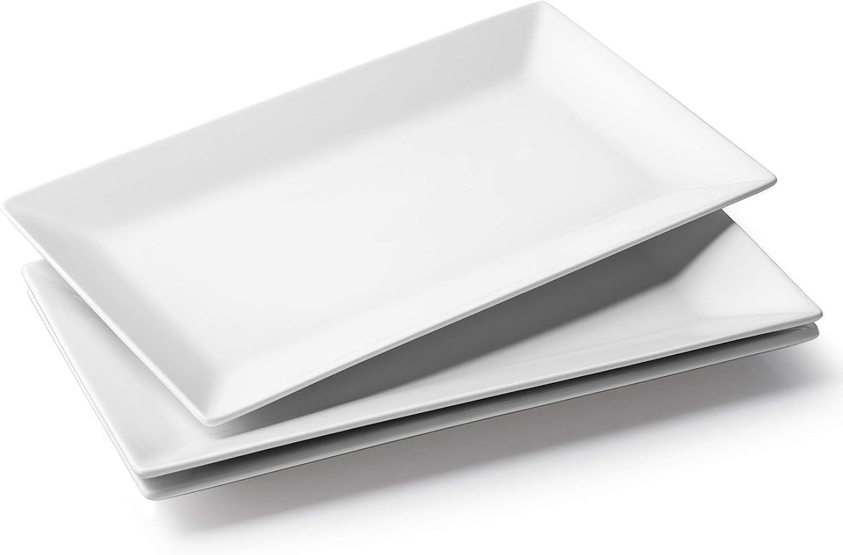 14" Serving Trays, Serving Platters, Ceramic Serving Platters and Trays, Rectangle Plates, Set of 3