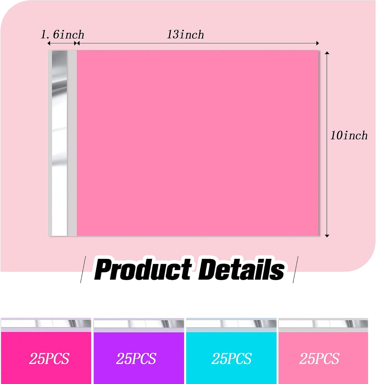 10x13 Thank You Poly Mailers Variety Pack of 100, 25 Pcs Each Color