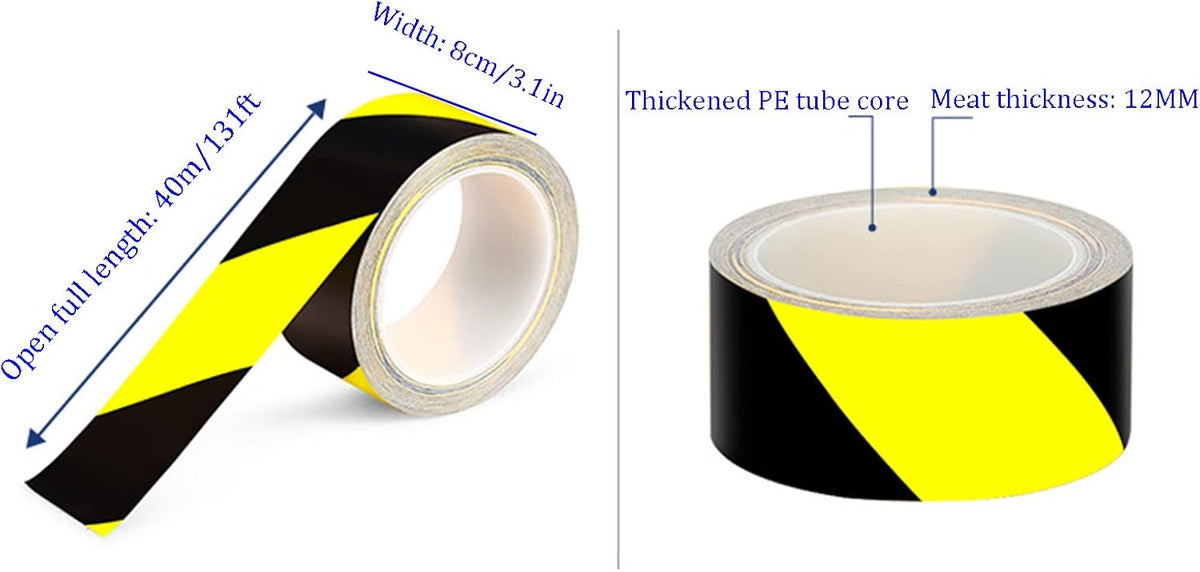 Reflective Warning Tape 40m x 80mm PET Adhesive Marking Roll