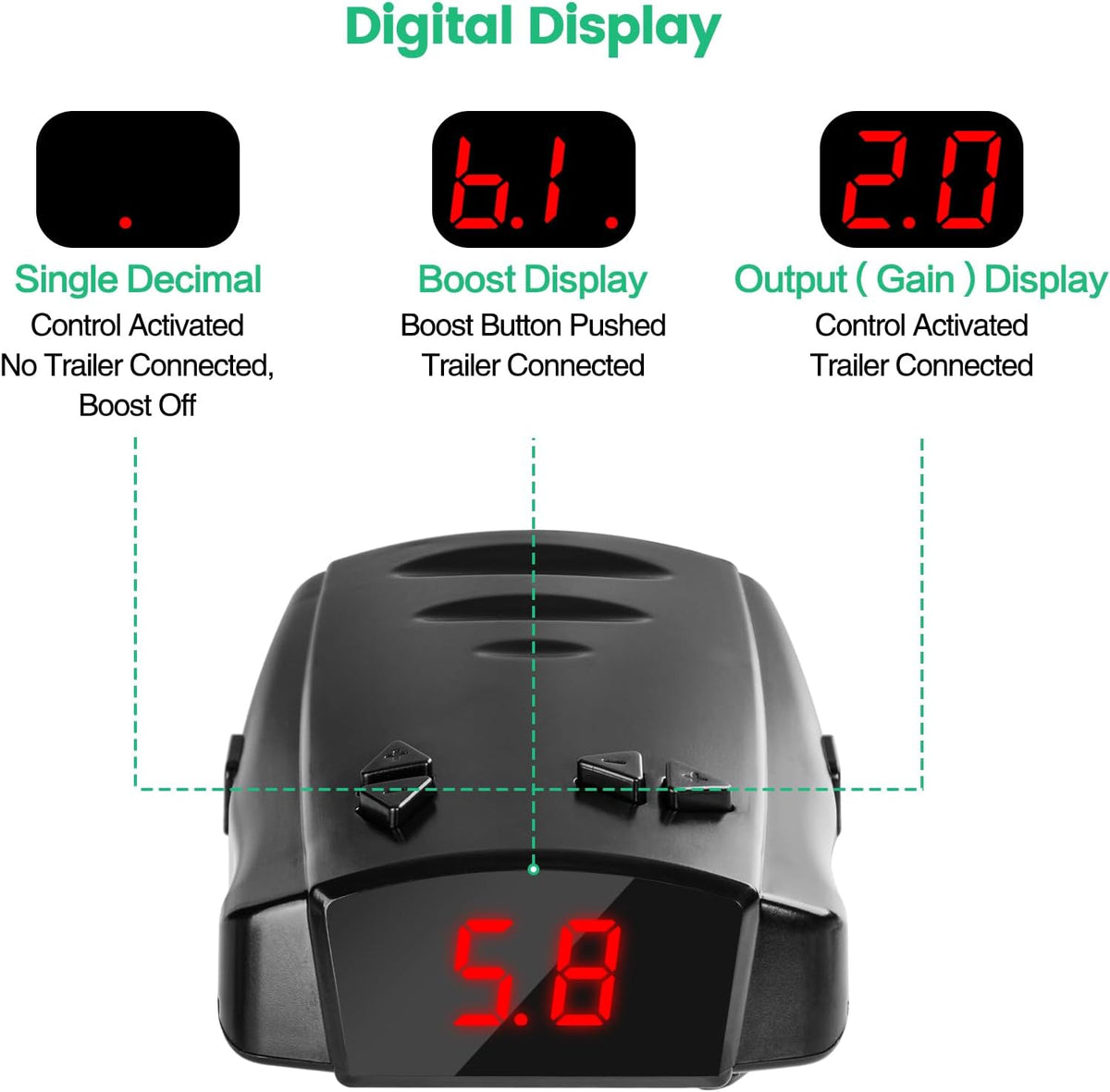 Proportional Trailer Brake Controller, Digital Electric Brake Control for 1-4 Axle Trailers, Smooth Stop Technology