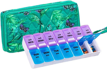 Weekly 7 Day Pill Organizer Case 2 Times a Day (AM/PM), Large Portable Pill Box 7 Day for Vitamin Medicine, Pill Case