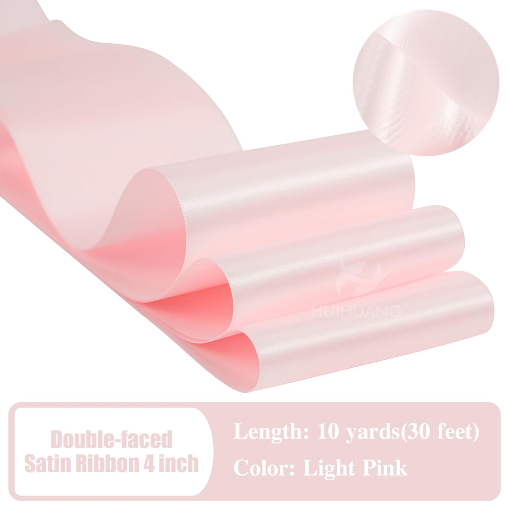 4 inch Light Pink Double Faced Satin Ribbon Continuous 10 Yards