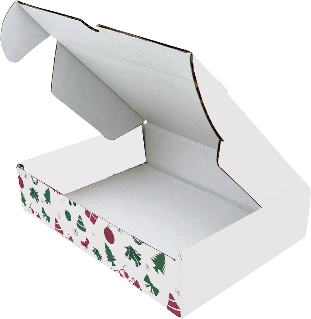 12x9¼x2", X-mas Gift Mailer Boxes, White Christmas Print, 15 Pcs