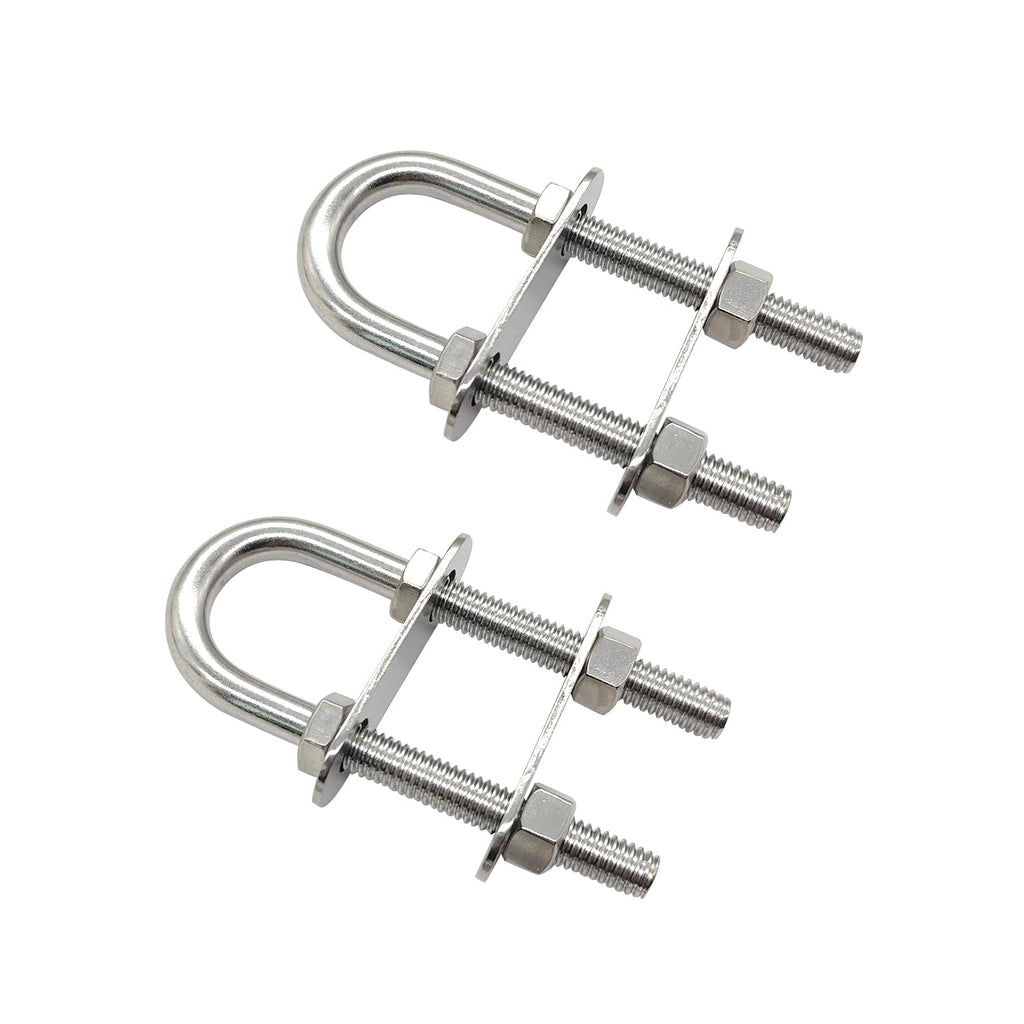Marine Boat Stern Eye Tie Down U Bolt 3/8" Dia 2-1/2" Thread Length 2 Pack