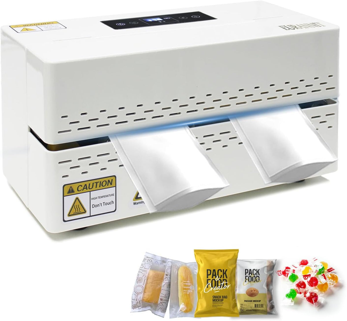 Heat Sealer Machine - Compact Automatic Continuous Band Sealer with Fully Enclosed Safe Design, Digital Temperature