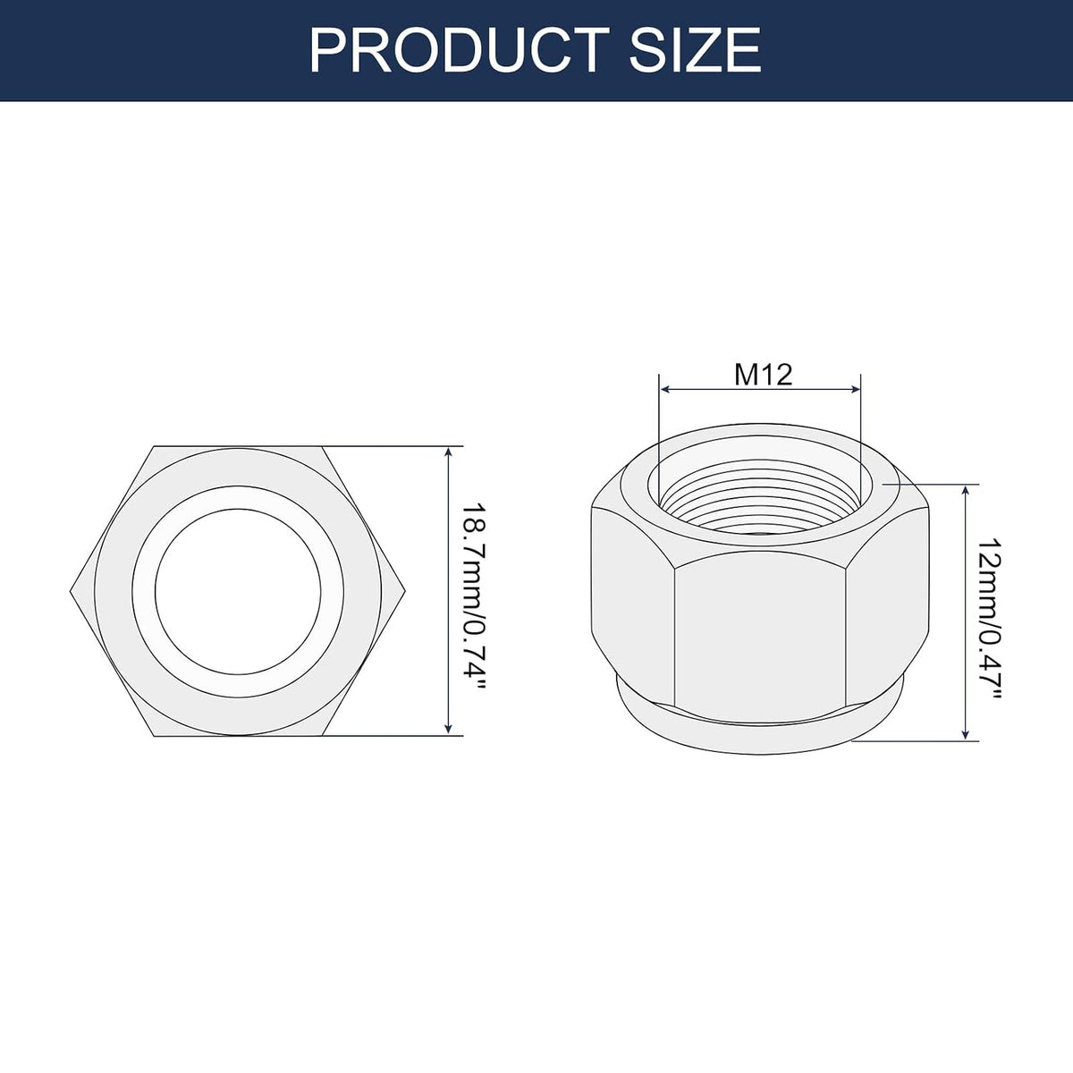 uxcell 5Pcs M12 x 1.5 Nylon Insert Hex Lock Nuts, 304 Stainless Steel Self-Locking Nylon Insert Stop Nut for Industrial Construction Fasteners, Silver&Blue