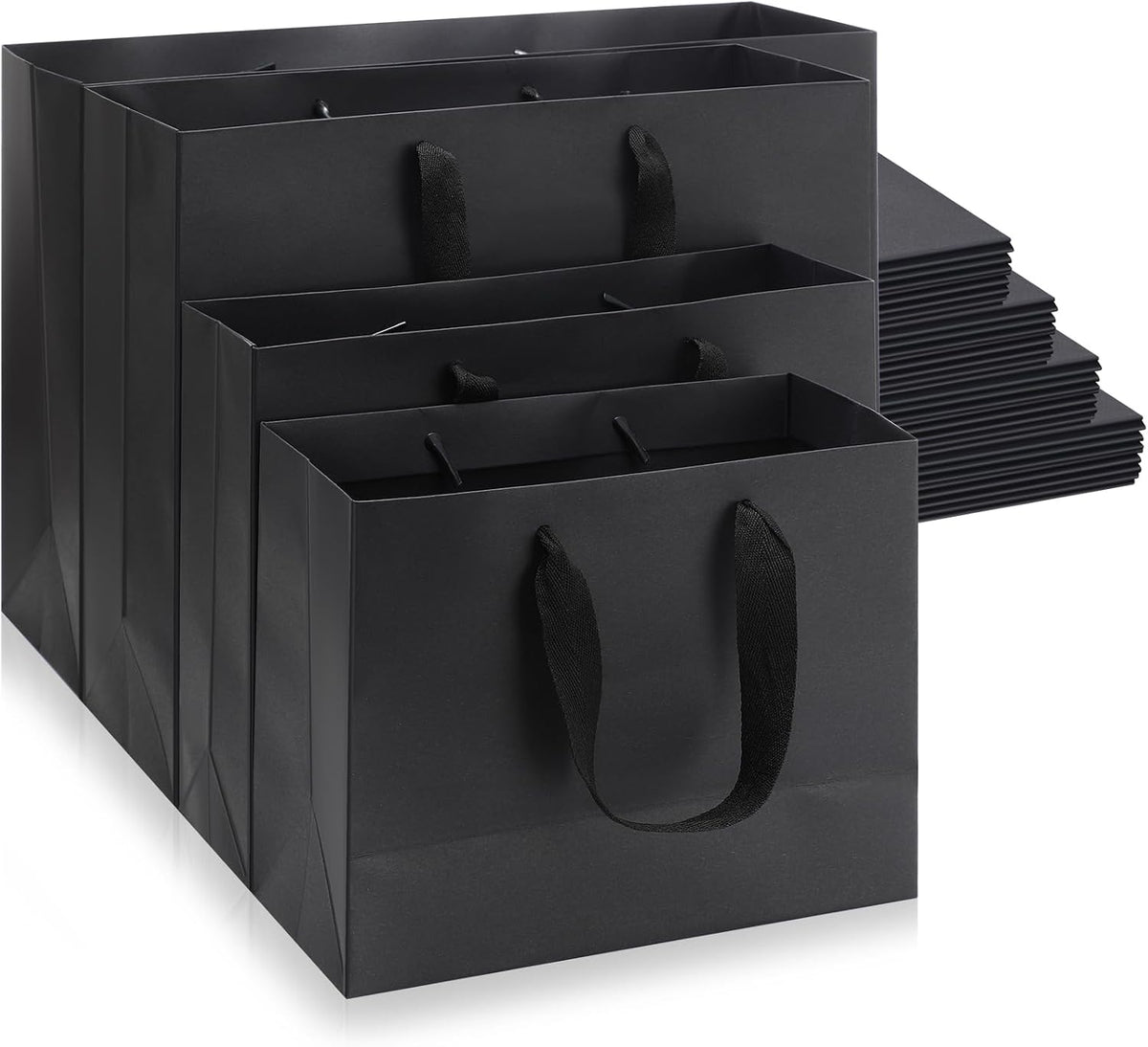 40 Pack Kraft Gift Bags with Handles 4 Sizes,Horizontal,Black