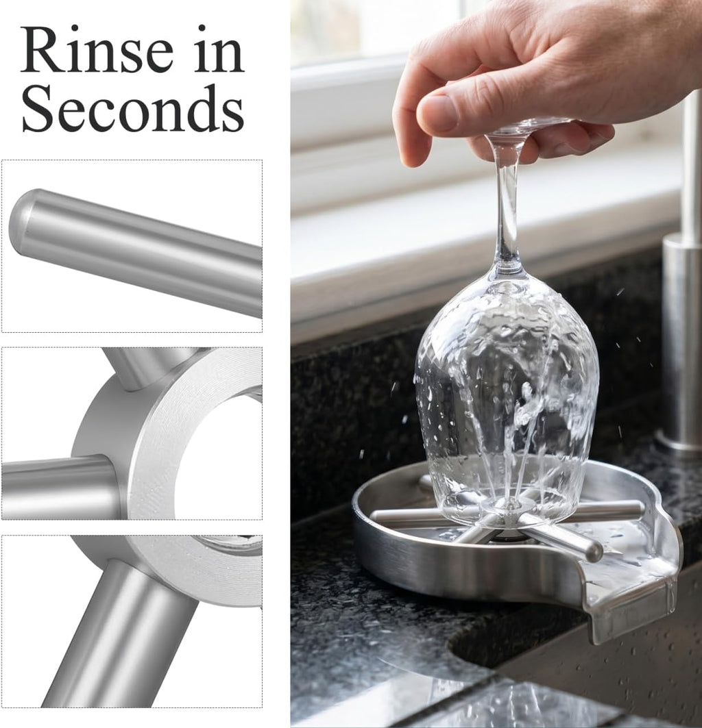 Glass Rinser Head Replacement Pitcher Rinser Stainless Steel Disk Bar Cup Washer Faucet Head Bottle Washer Snowflake