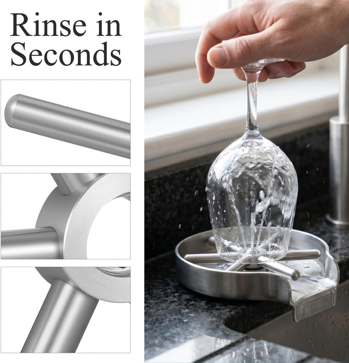 Glass Rinser Head Replacement Pitcher Rinser Stainless Steel Disk Bar Cup Washer Faucet Head Bottle Washer Snowflake