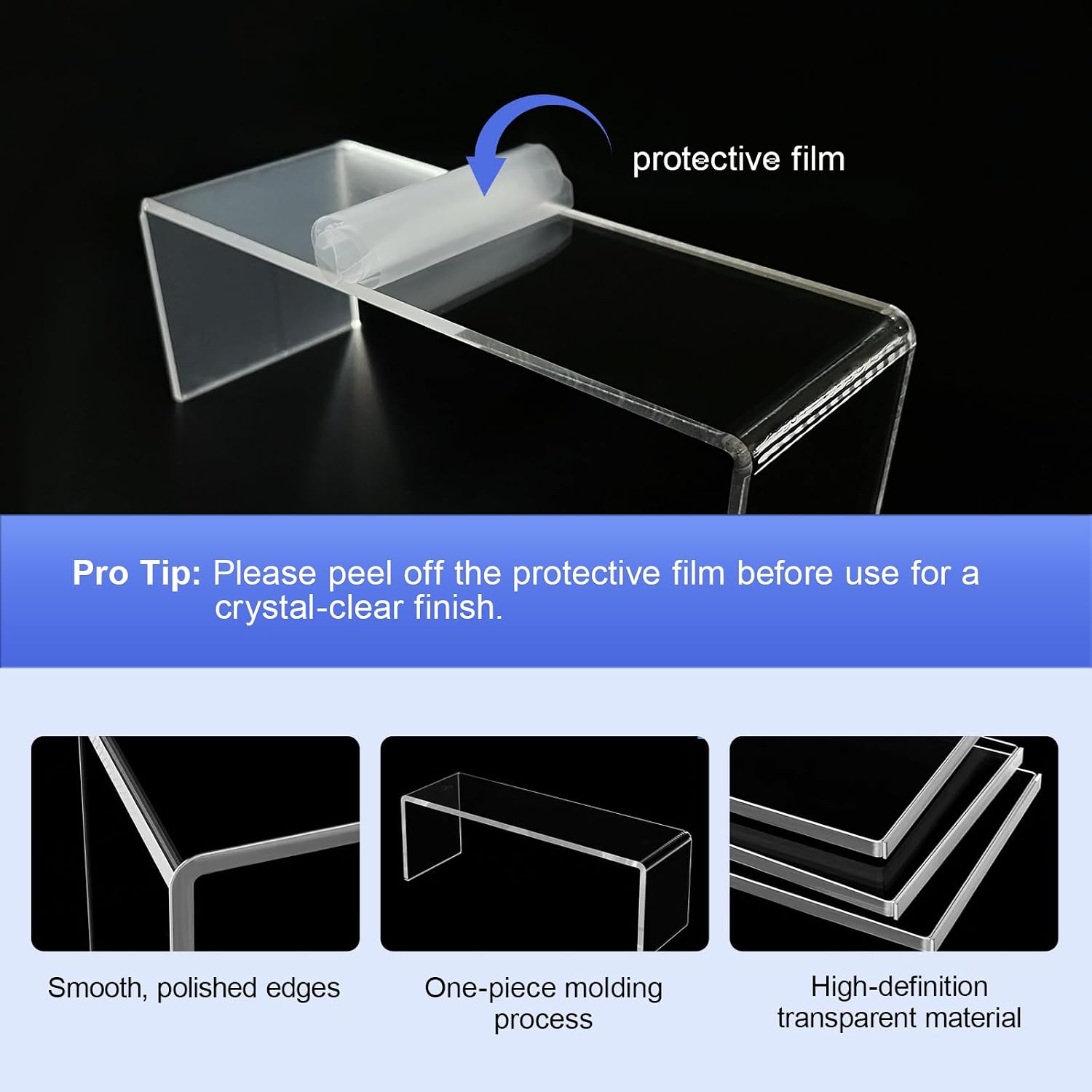 Acrylic Risers 8 Pcs (2 Sets), Clear Display Stands, 4 Sizes | Tiered Display, Clear Acrylic Stands for Perfume