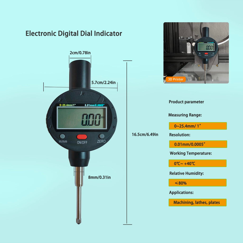 Electronic Digital Dial Indicator Accuracy 0.01mm/0.0005inch