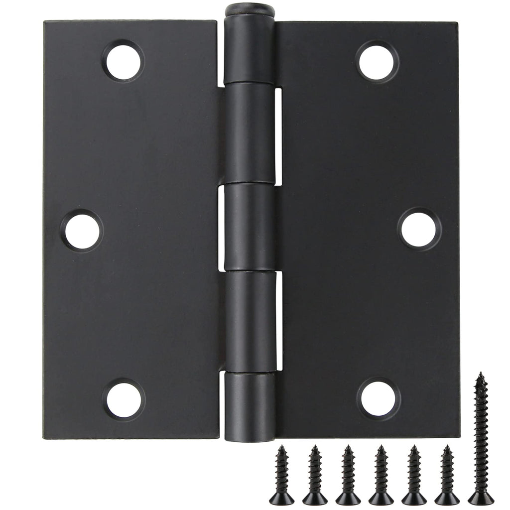 18 Pack Matte Black Door Hinges 3.5 x 3.5 Inch with Square Corners