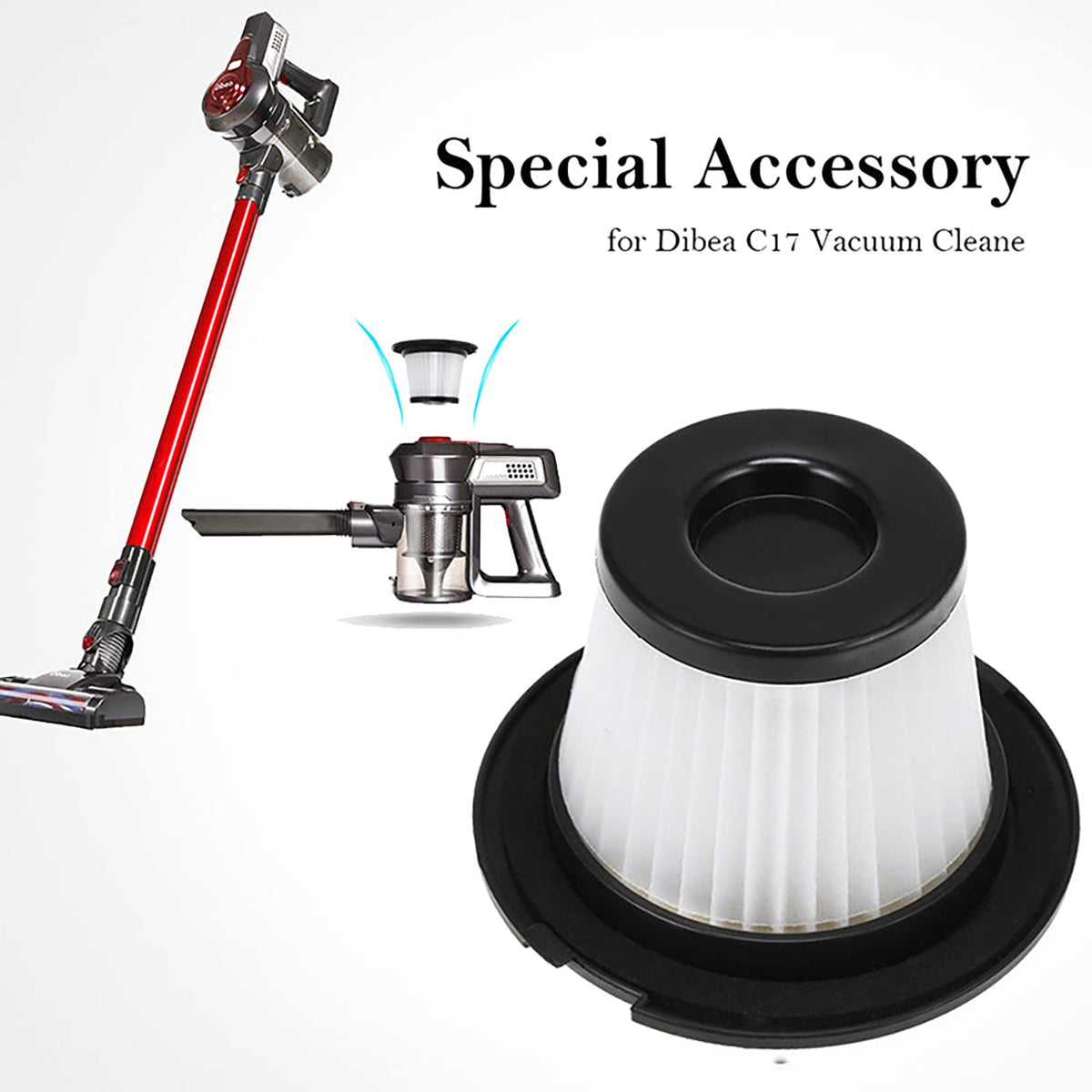 Odashen Filter for Dibea T6 C17 T1 MOOSOO K17 Handheld Vacuum Cleaner Replacement (4pcs)