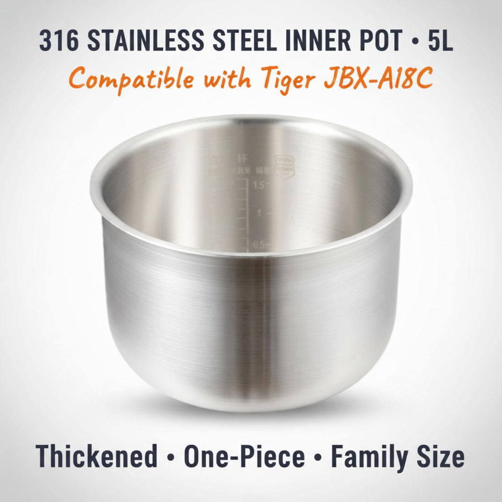 316 Stainless Steel Rice Cooker Inner Pot Compatible with Tiger JBX-A18C