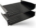 OREI 2U Vented Rack Shelf, 19-Inch Steel, 22 kg Capacity, 2-Pack, Universal