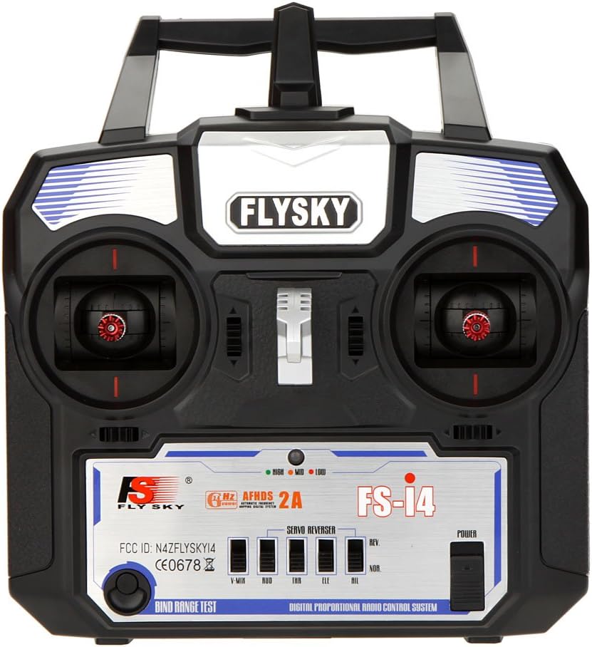 Flysky FS-i4 4CH RC Transmitter with Receiver FS-A6, 2.4GHz 4 Channel AFHDS 2A Remote Controller for RC Helicopter