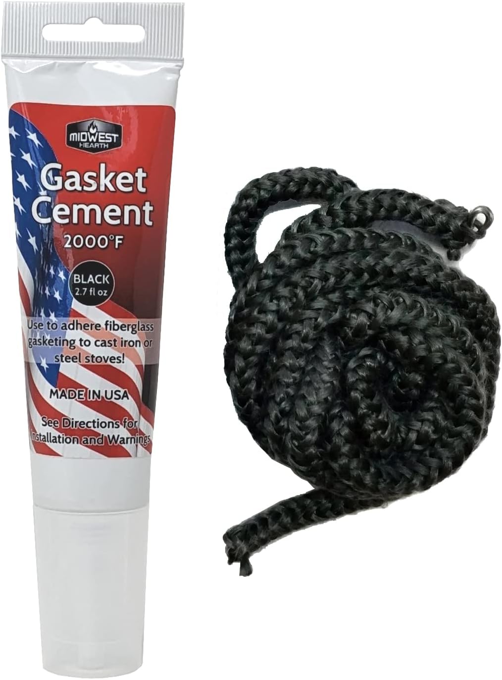Midwest Hearth 1/4" x 84" Wood Stove Replacement Gasket Kit, USA Made