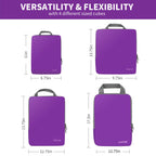 4 Set/6 Set/8 Set Compression Packing Cubes Travel Accessories Expandable Packing Organizers (Cloth Pattern, 4-Purple)