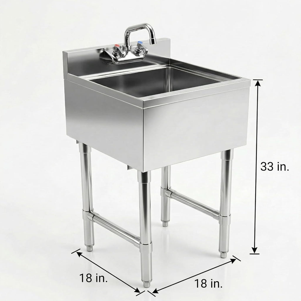 18x18 Underbar Hand Sink, Faucet Included, NSF