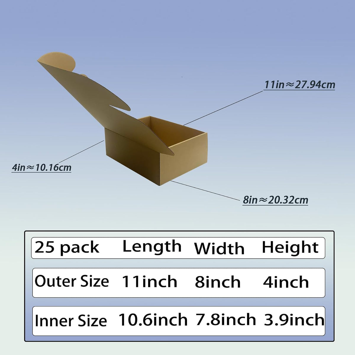 11x8x4 inch Shipping Box Pack of 20, Brown Corrugated Cardboard Mailer Box