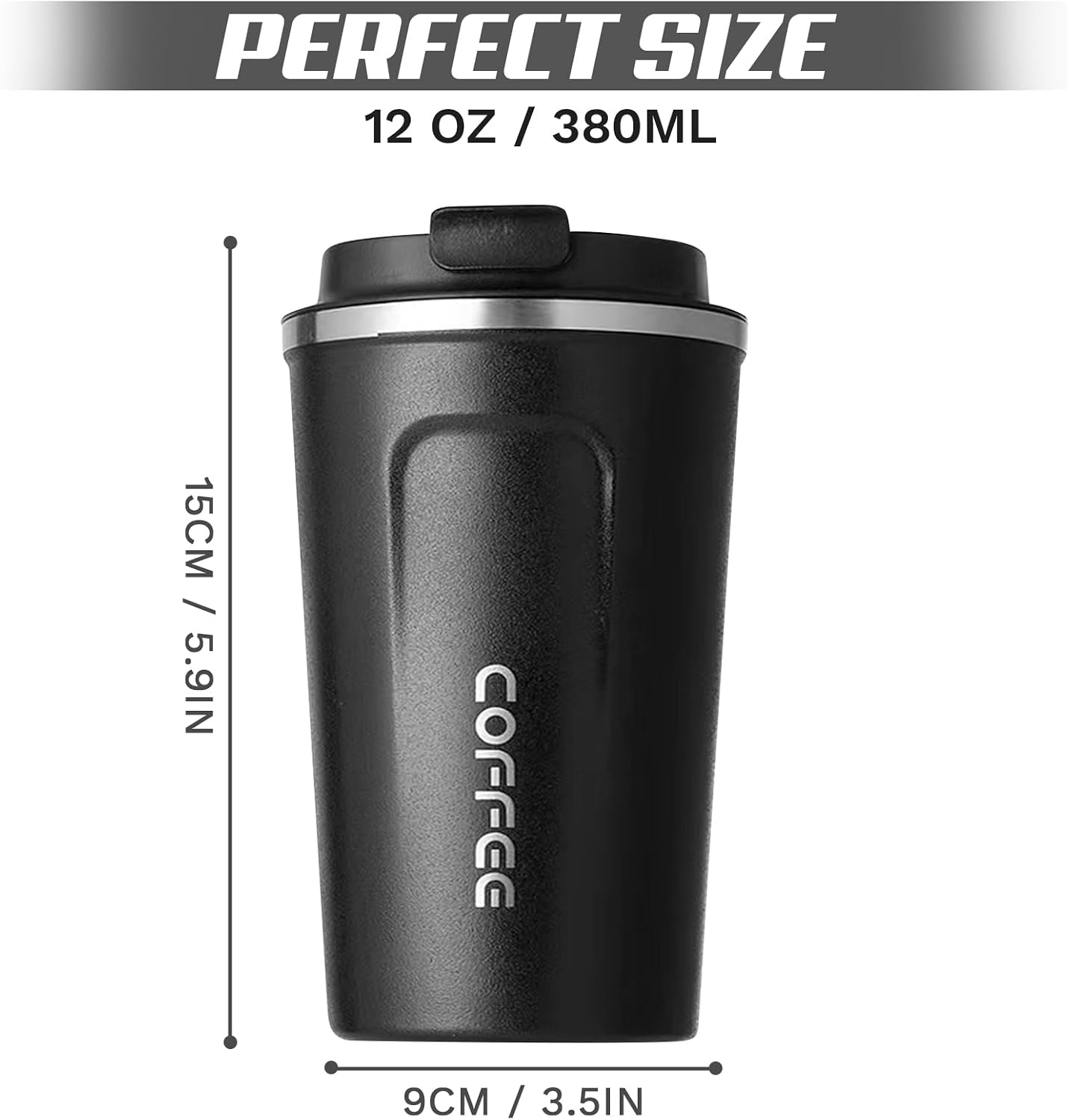 Travel coffee mugs leak-proof, reusable coffee cups with lids, stainless steel vacuum insulated coffee tumblers