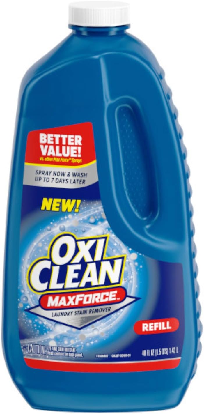 Max Force Laundry Stain Remover Spray, 12 fl oz + 48 Fl Oz Refill Bottle Kit 60 Fl Oz Total