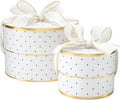 Gift Wrap Co. Nested Gift Box 2-Piece Set Round Designer Boxes with Lids, Large and Small, Polka Dots