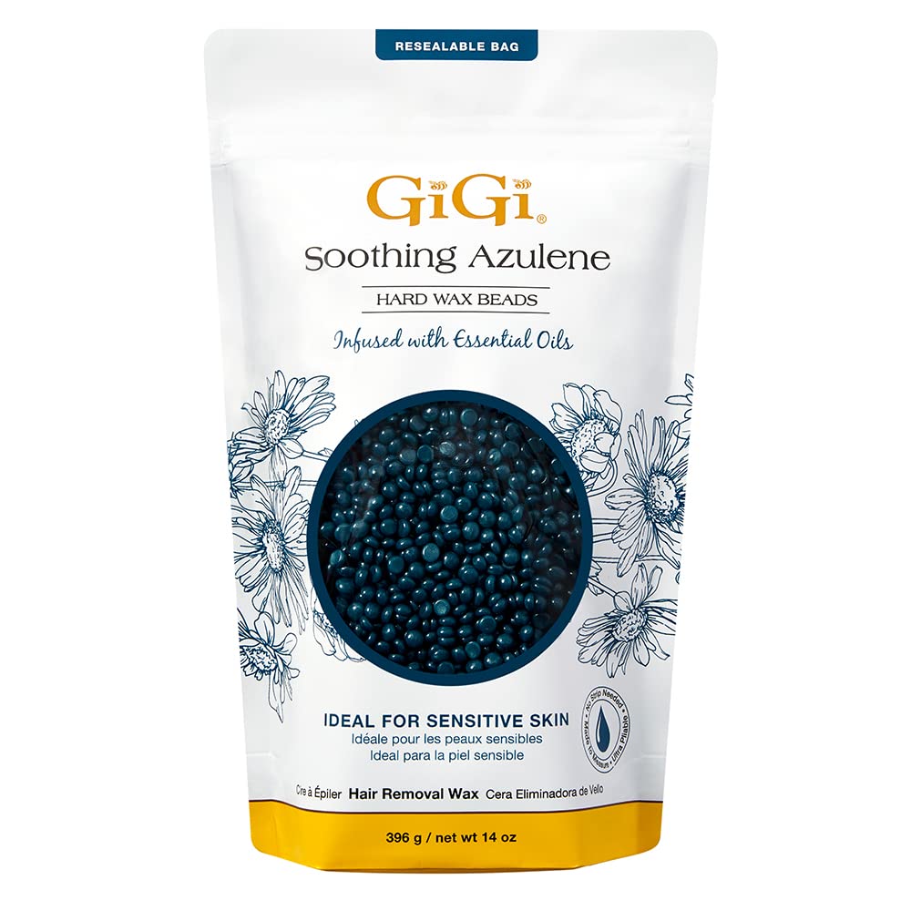 Hard Wax Beads for Hair Removal Face, Body & Sensitive Skin, 14 oz | Infused with Essential Oils, Soothing Azulene