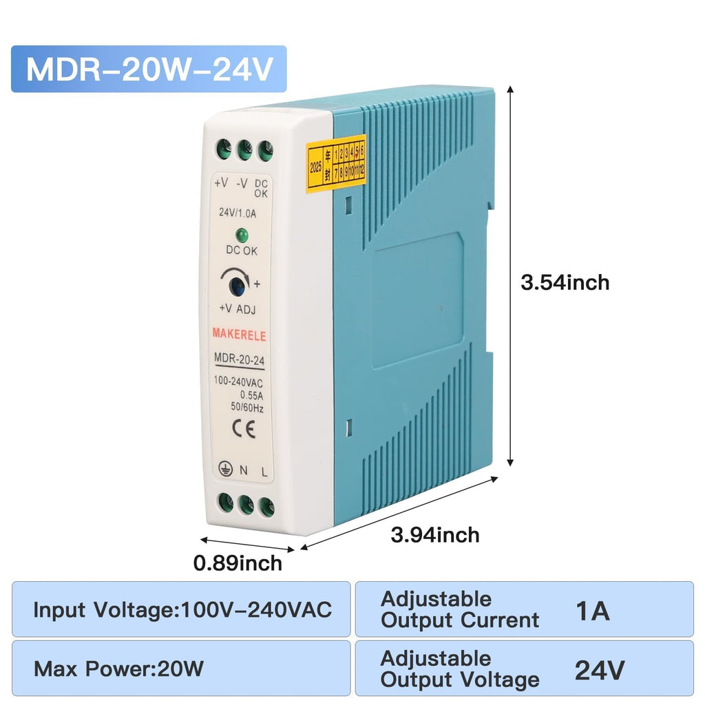 MAKERELE 24V MDR DIN Rail Power Supply 20W