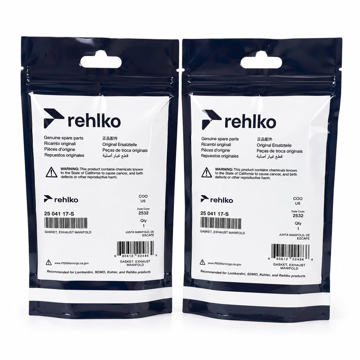 Kohler (2 Pack) 24 041 49-S Replacemnt Exhaust Manifold Gasket # 24 041 49-S-2pk