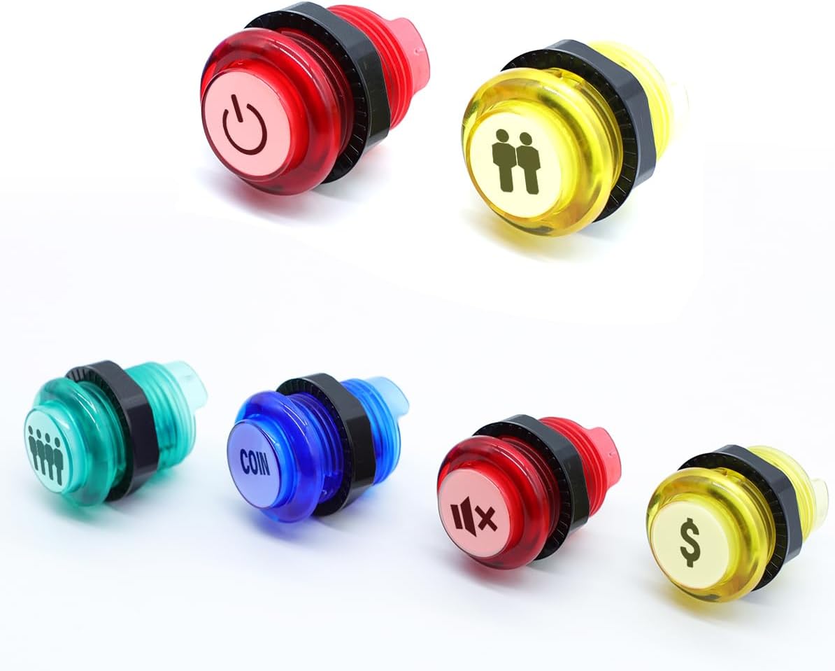 Arcade Buttons Decals,Game Button Stickers Arcade Button Cap Labels,24mm/30mm Sizes,Remote Control Stickers