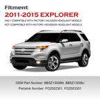 Pair Black Headlights Compatible With 2011-2015 Ford Explorer