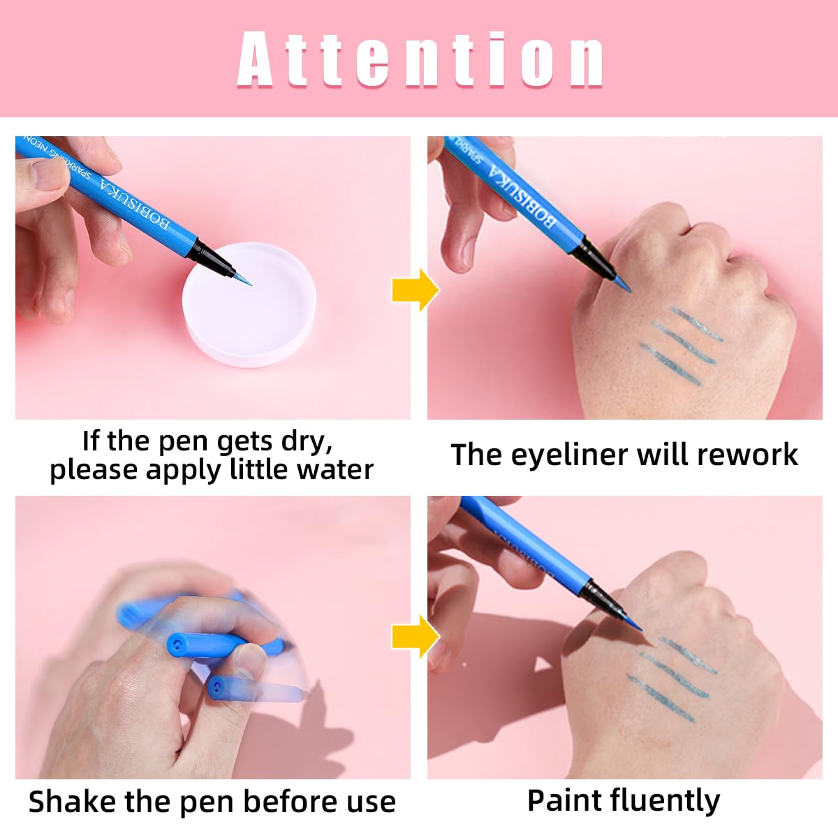 7-Color UV Glitter Liquid Eyeliner, Waterproof Neon Eye Liner