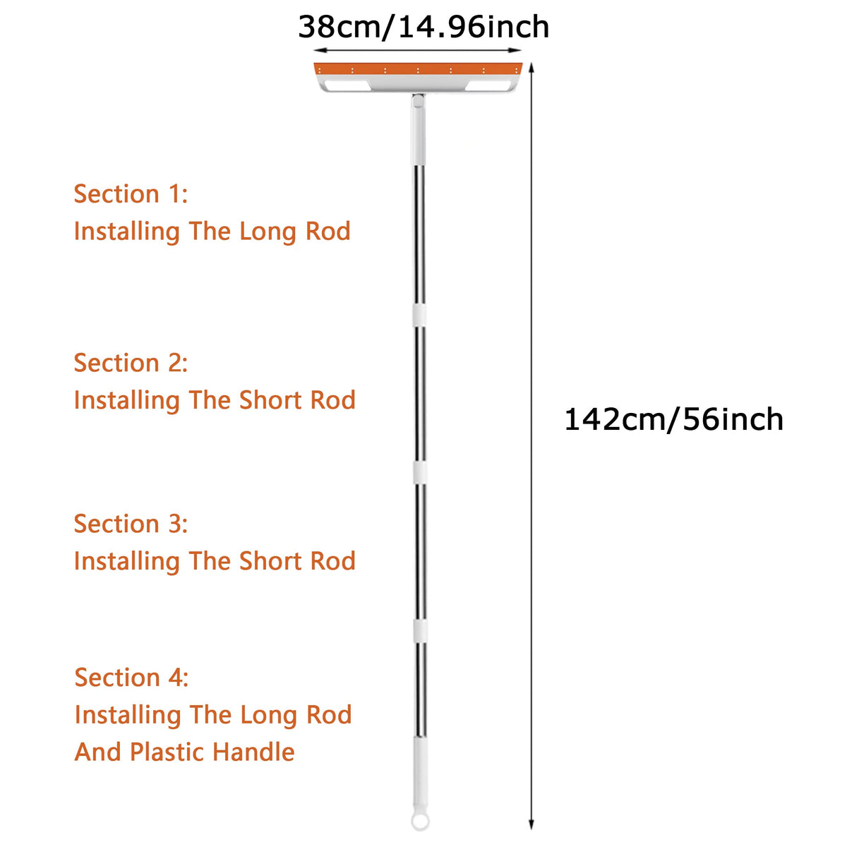 Multifunction Rubber Air Broom, Silicone Floor Squeegee, Air Broom, Rubber Squeegee with 56" Long Handle, Floor