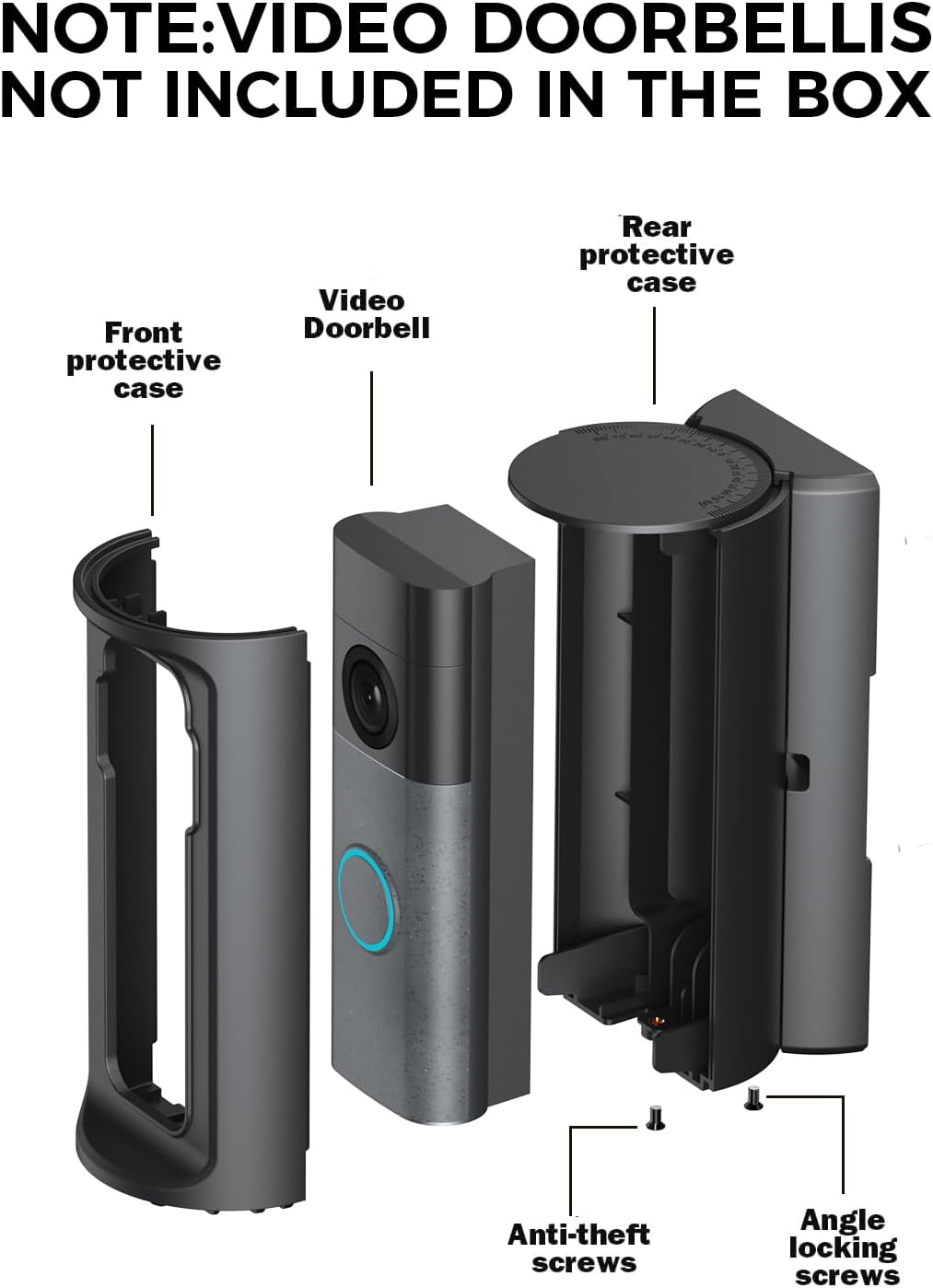 2026Anti-Theft Video Doorbell Mount，Adjustable 360° Degree Doorbell Angle No-Drill Mount Compatible with Ring Battery