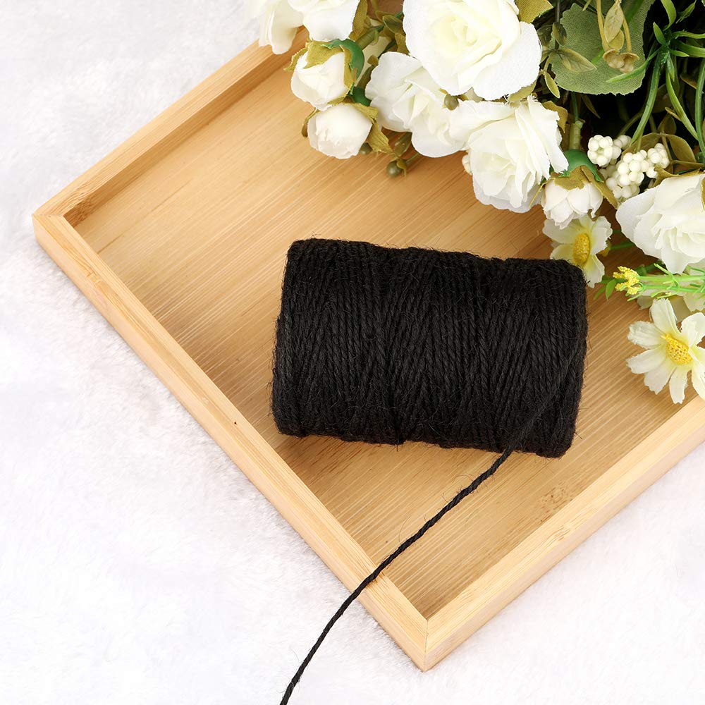Natural Jute Twine - 328 Feet, Durable Packing String, Black