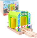 Wooden Car Wash Station with Train Truck,Expansion Pack Compatible with Railway Train Set,Wooden Toy Train Accessory