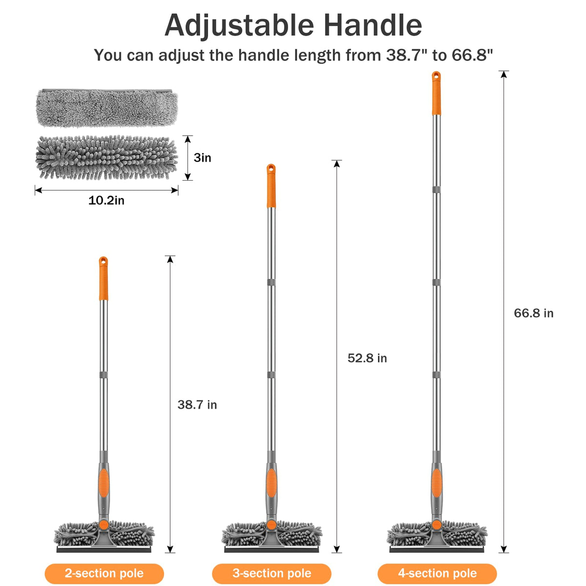 Window Squeegee with 66in Extension Pole 2-in-1 Window Cleaning Kit