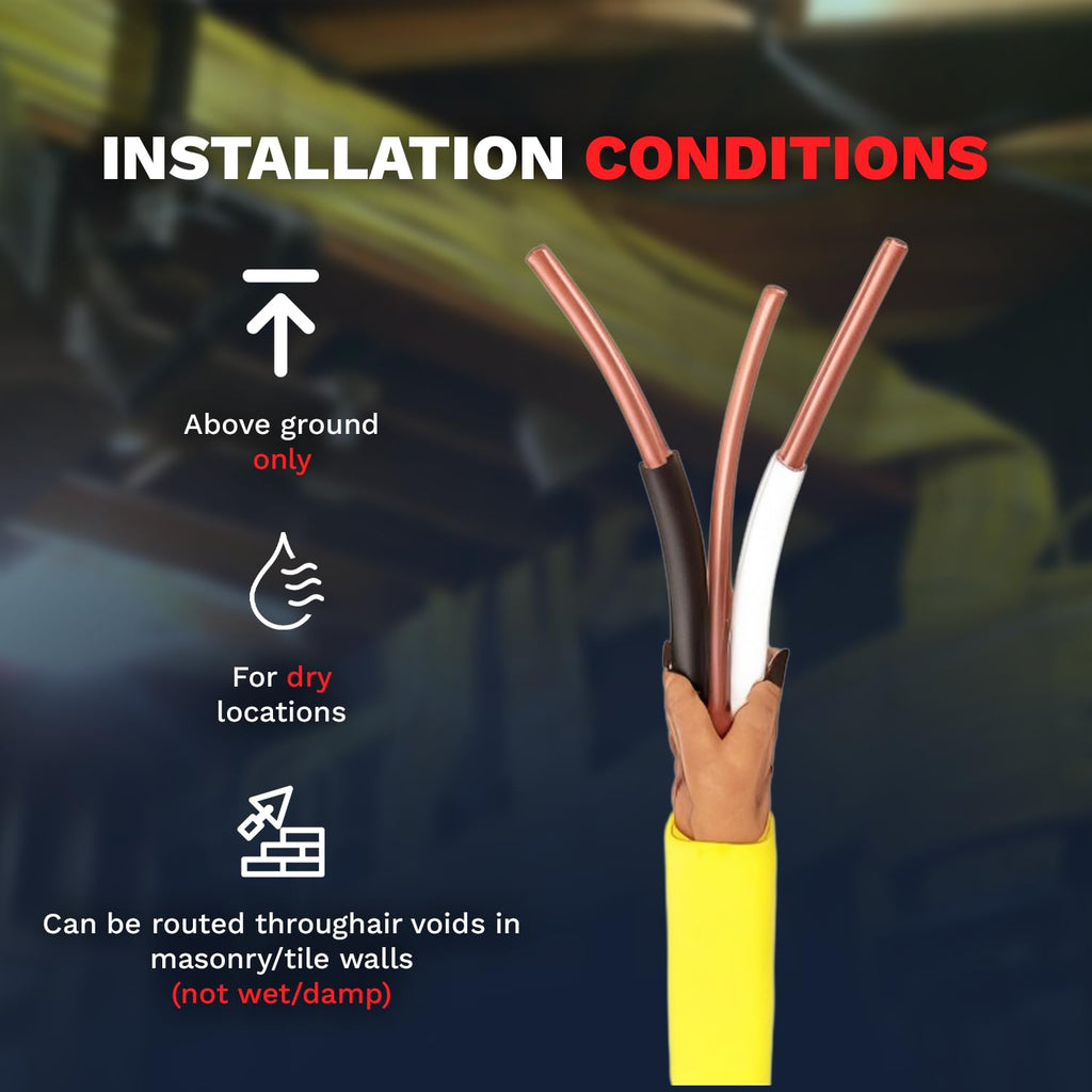 Solid Indoor Wire 12/2 W/G NMB Cable - Yellow (25FT)