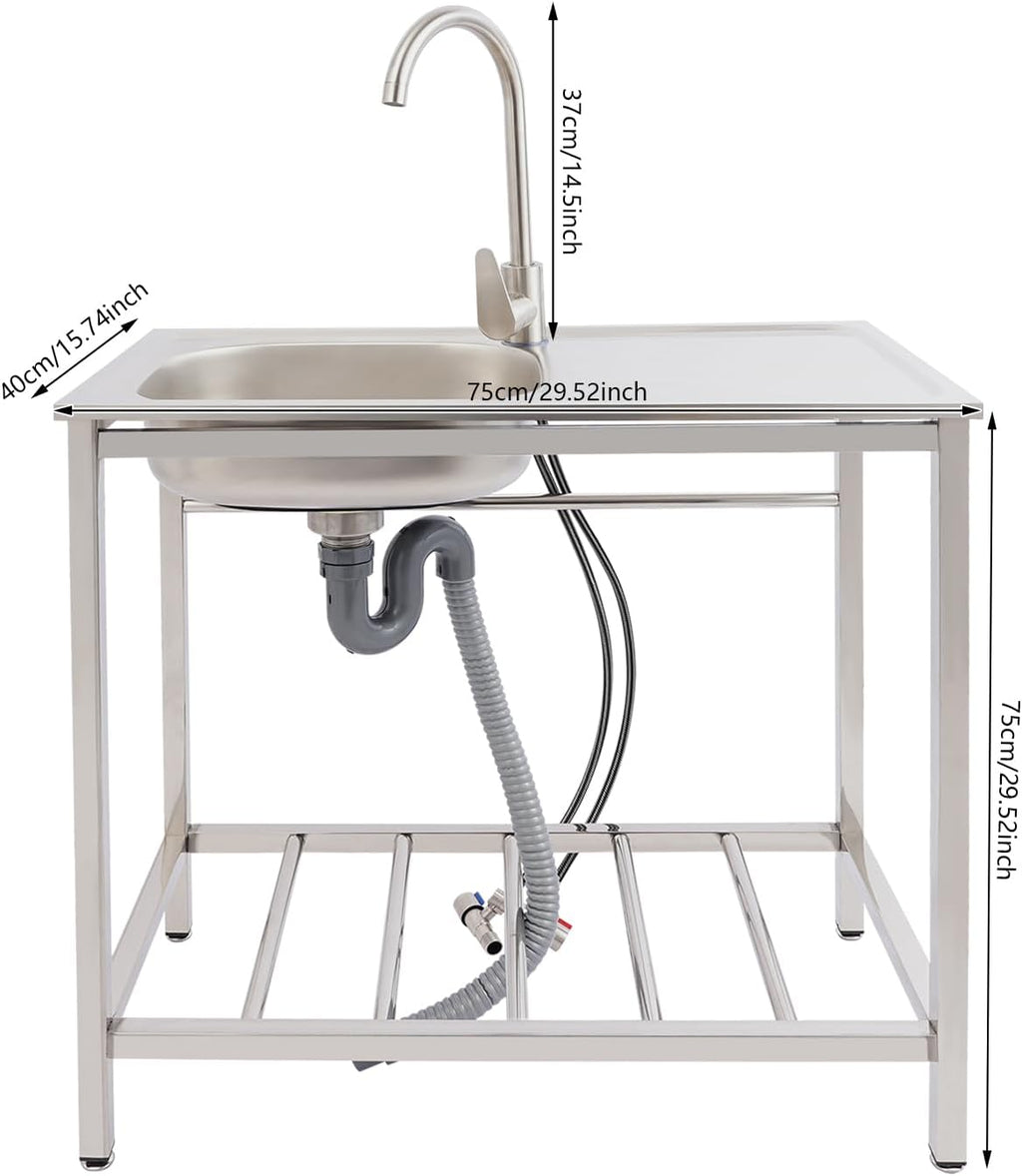 Stainless Steel Utility Sink, Freestanding Commercial Outdoor Utility Sink