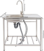 Stainless Steel Utility Sink, Freestanding Commercial Outdoor Utility Sink