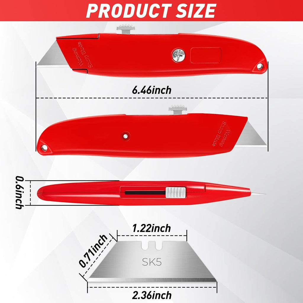 4 Pack Box Cutters Retractable Utility Knife with 10 SK5 Blades