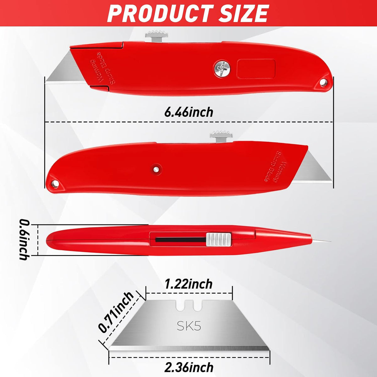 4 Pack Box Cutters Retractable Utility Knife with 10 SK5 Blades