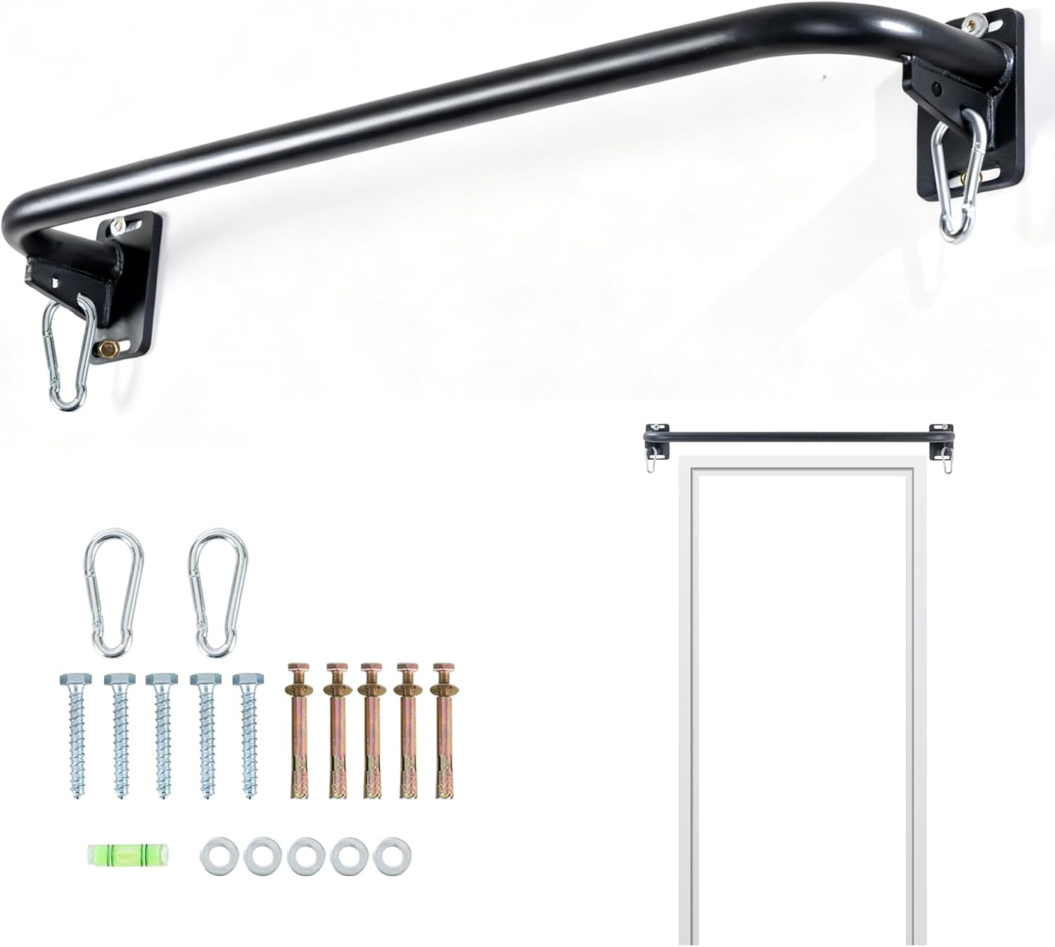 Wall Mounted Pull Up Bar, Door Frame Pull Up Bar for Home Gym, Professional Drill-Required Chin Up Bar for Secure