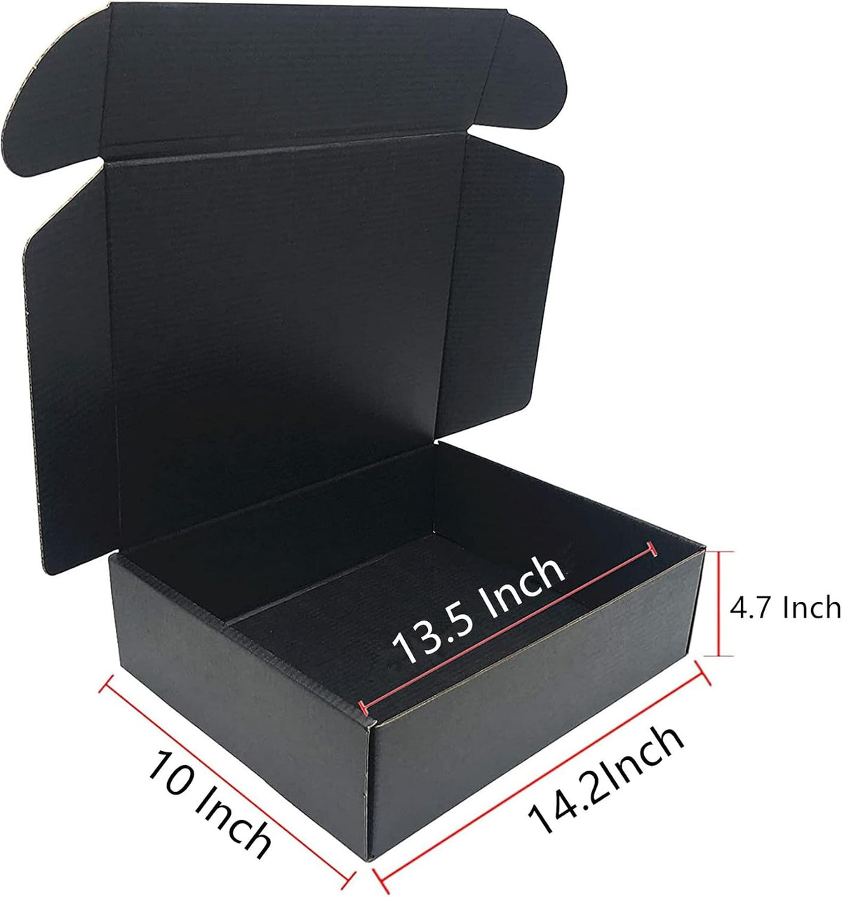 Black Cardboard Shipping Box 14.2x10x4.7" 10 Pack
